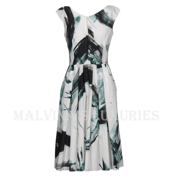 DOLCE & GABBANA DRESS BRUSHSTROKE PRINT FLARED SKIRT sz IT 38 US 2 - Picture 5 of 10